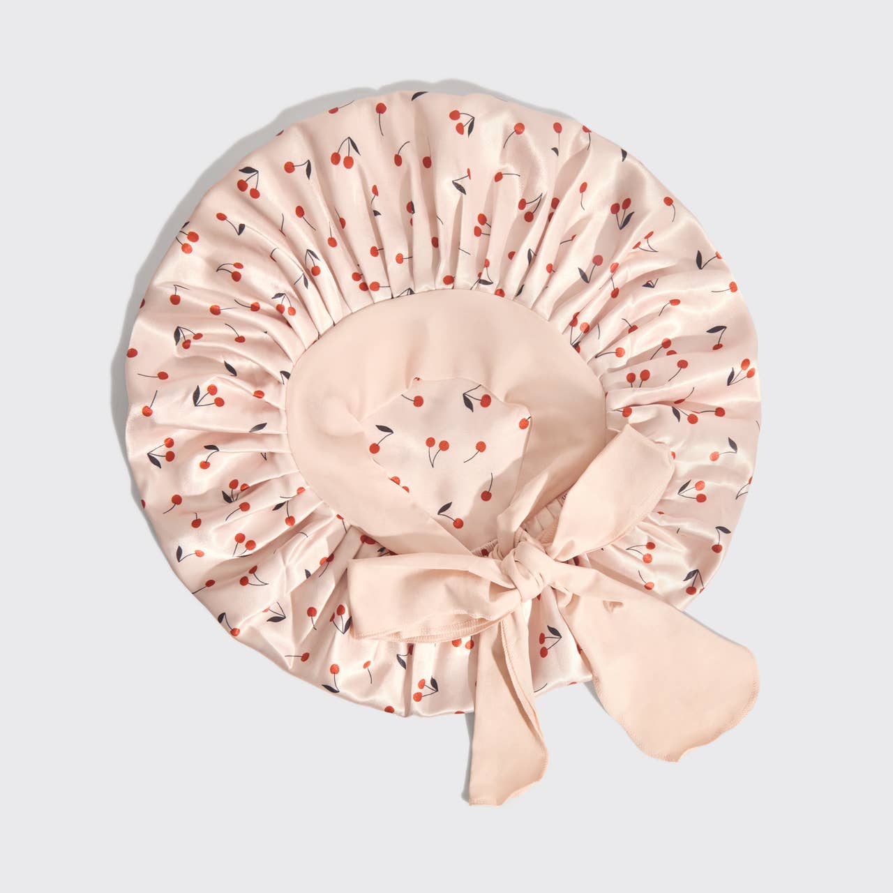 Kitsch Cherry Print Adjustable Oversized Satin Bonnet