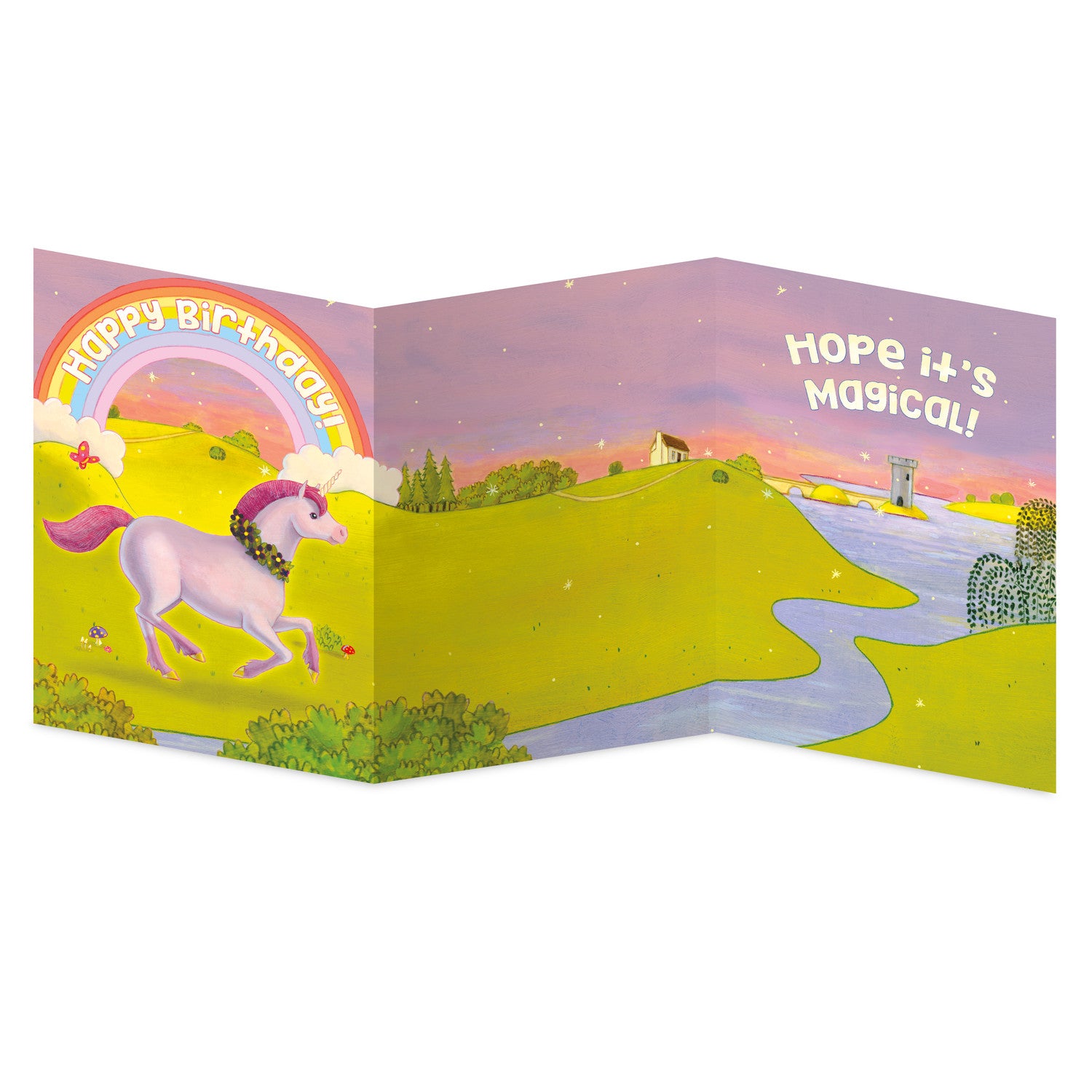 Rainbow Unicorn DIY Trifold Birthday Card