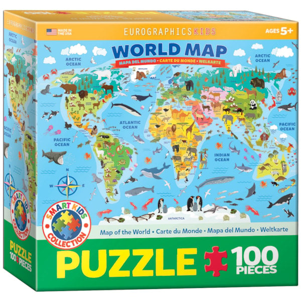 Eurographics Illustrated Map of the World 100 Piece Puzzle