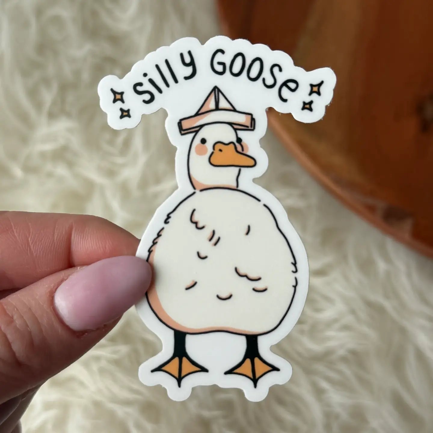 Silly Goose with Hat Sticker