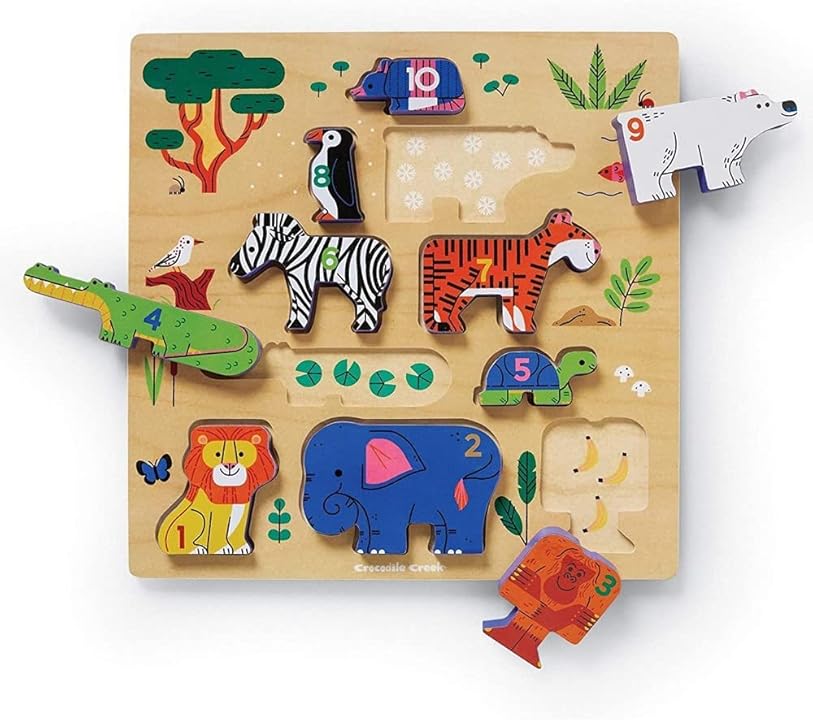 123 Wood Stacking Puzzle - Zoo