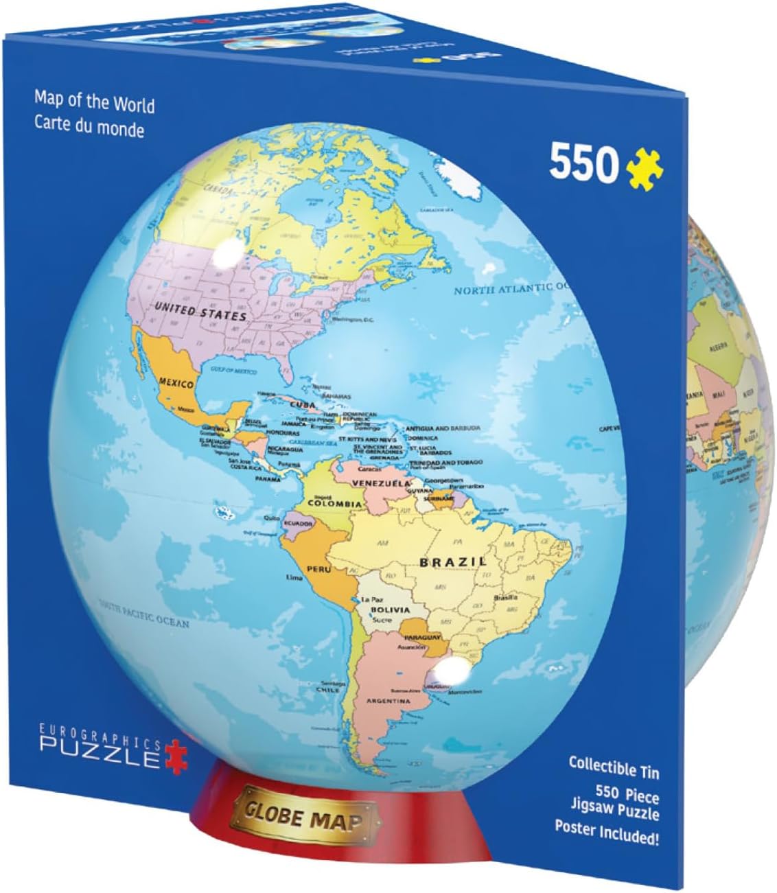 Eurographics Map of the World 500 Piece Puzzle in Tin