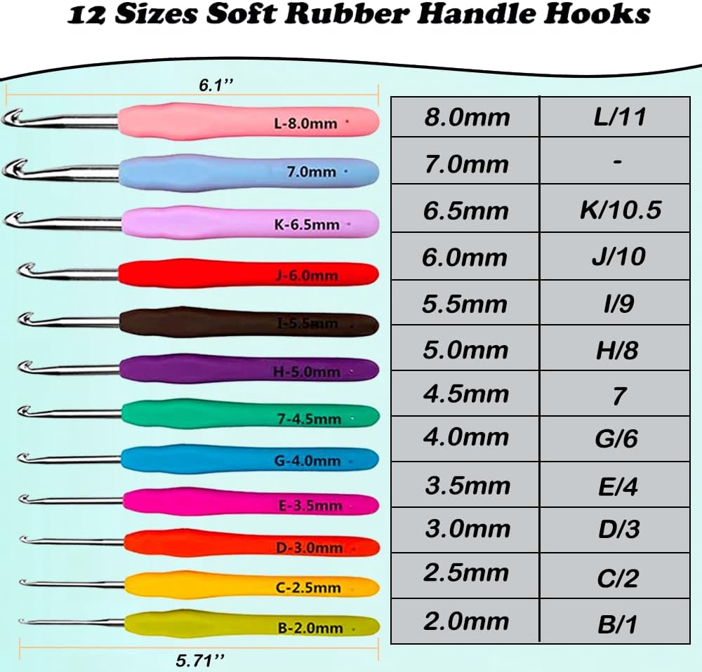 Set of 12 Crochet Hooks with Carry Case