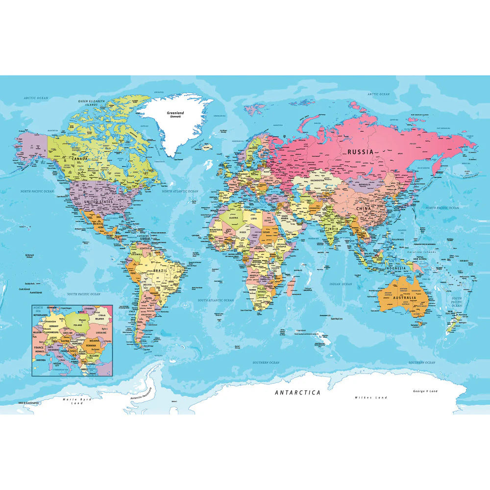 Eurographics Map of the World 500 Piece Puzzle in Tin