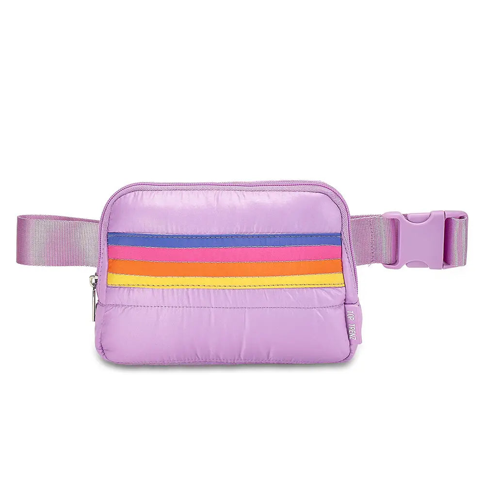 Retro Stripe Puffer Adjustable Belt Bag