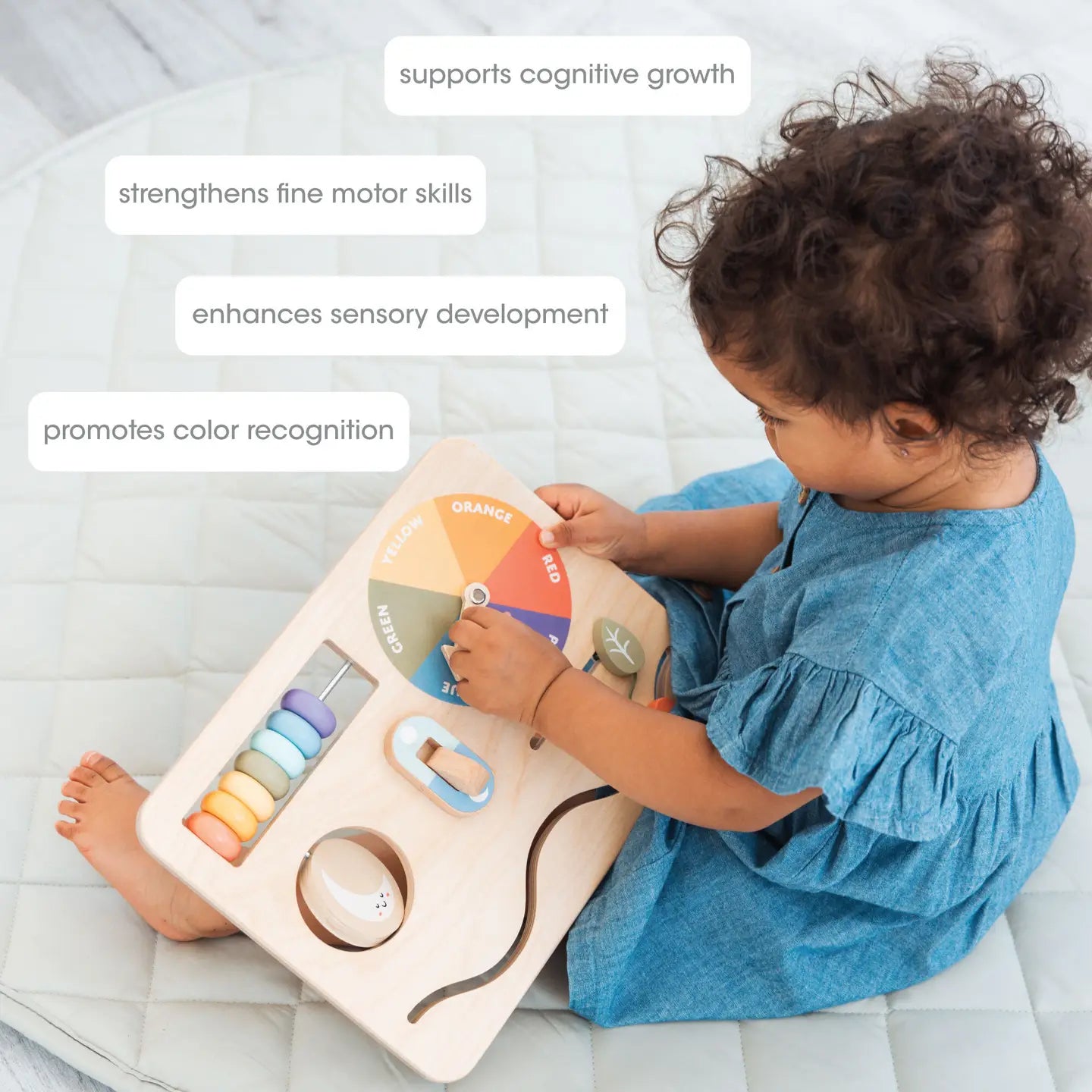 Wooden Busy Board, Montessori Interactive Activity Board