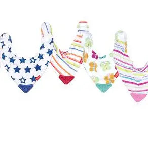 Bandana Reversible Teether Bib, Soft Cotton Bib with Teether