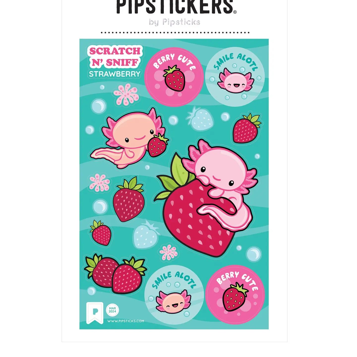 Berry Cute Axolotl Scratch 'n Sniff Stickers