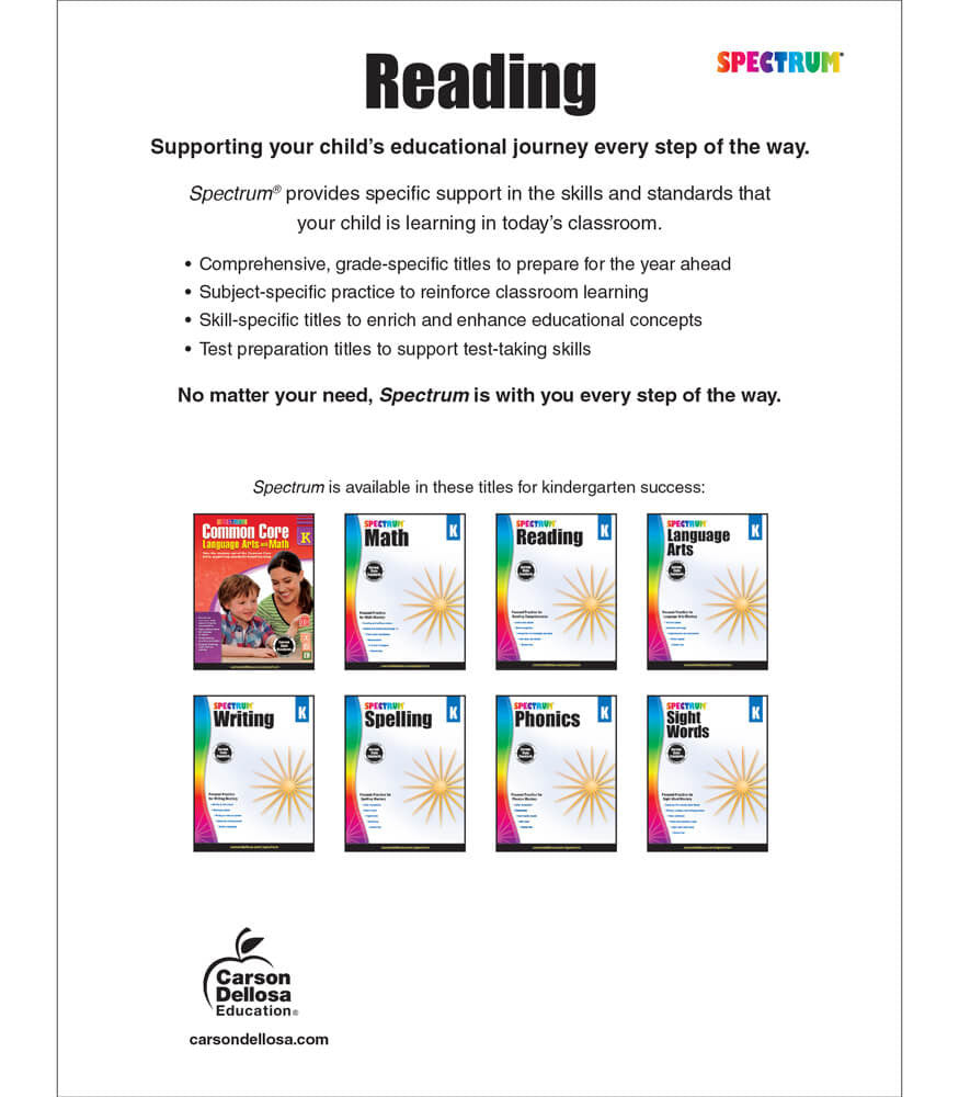 Spectrum Reading Workbook Grade Kindergarten