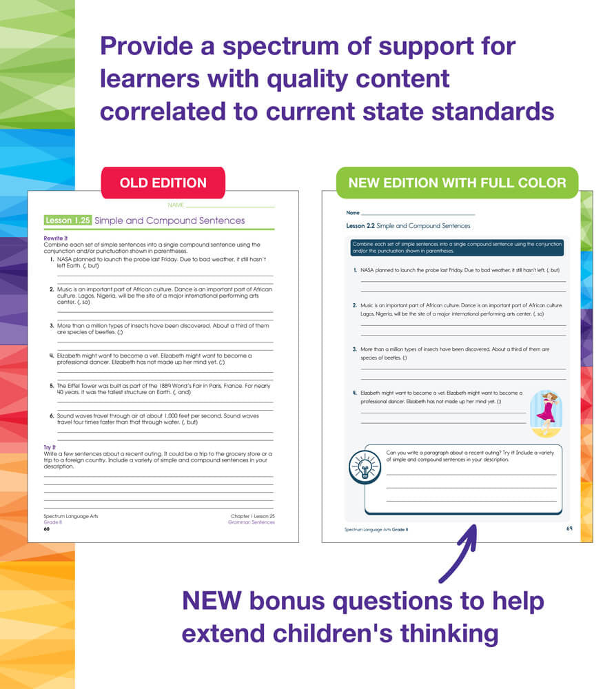 Spectrum Language Arts Workbook Grade 8 Paperback