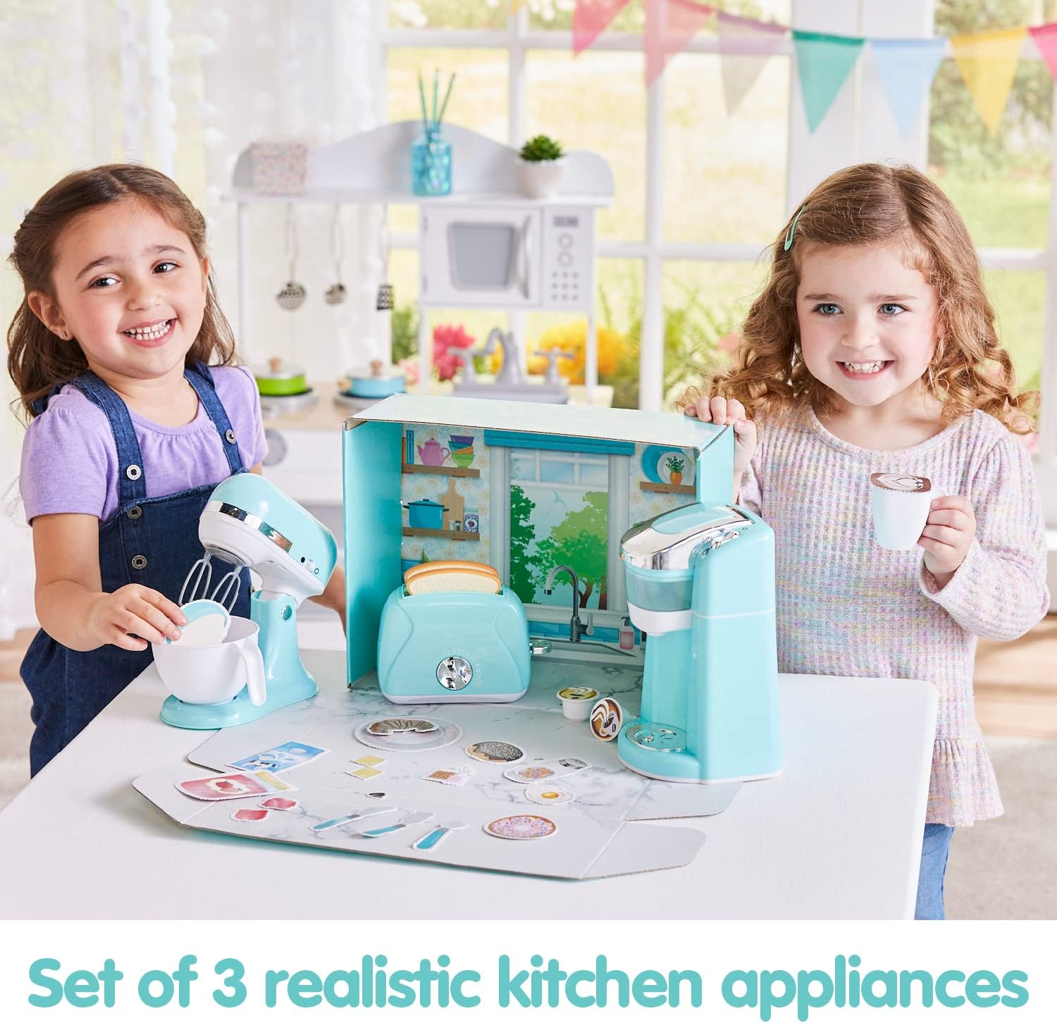 Kidoozie Trendy Kitchen Trio: Set of 3 Realistic Toy Kitchen Appliance ...