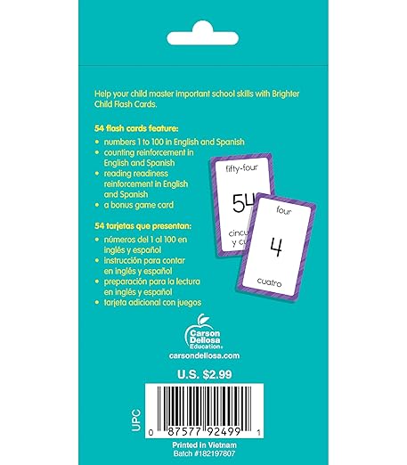 Carson Dellosa Numbers 1 To 100 English And Spanish