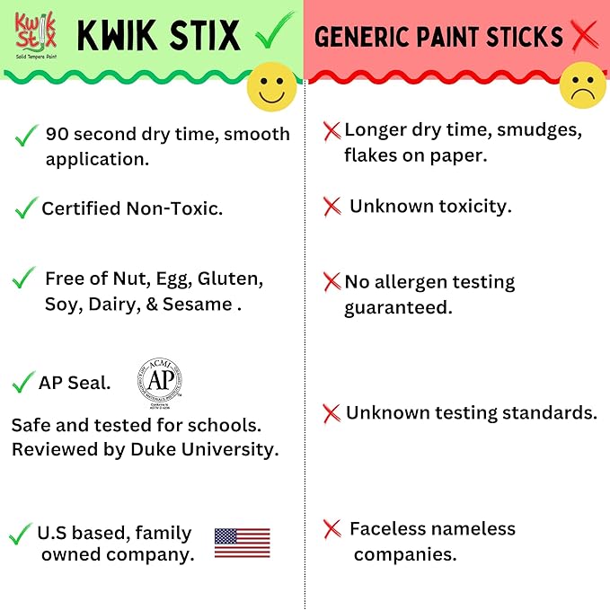 Kwik Stix Solid Tempera Paint Sticks, 24 Colors