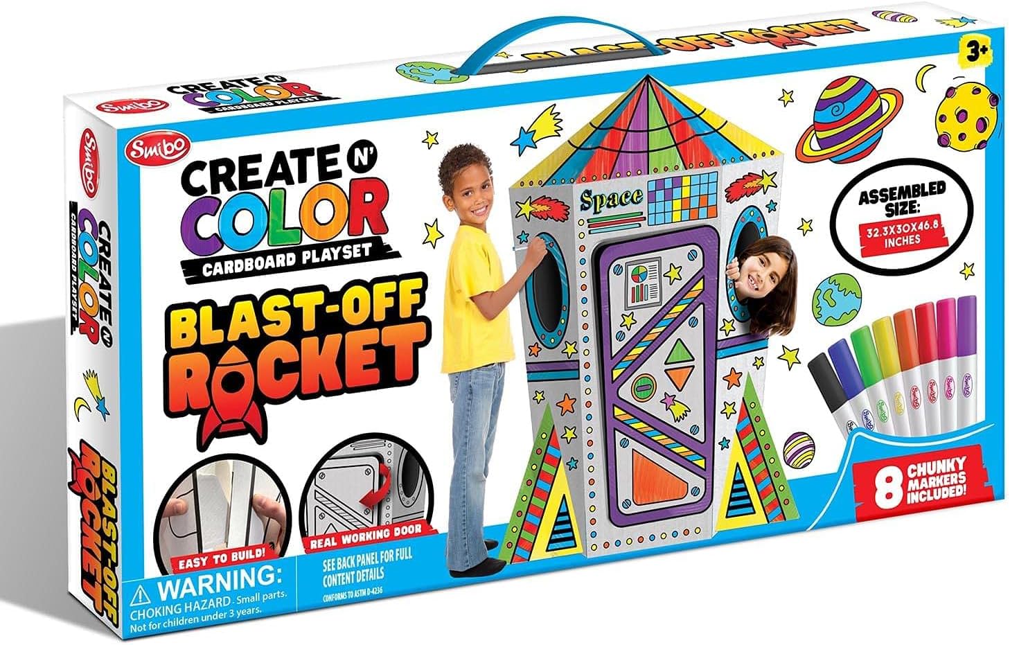 Create and Color Cardboard Blast-Off Rocket Playset