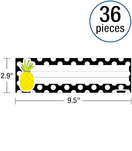 Simply Stylish Tropical Pineapple Polka Dot Nameplates