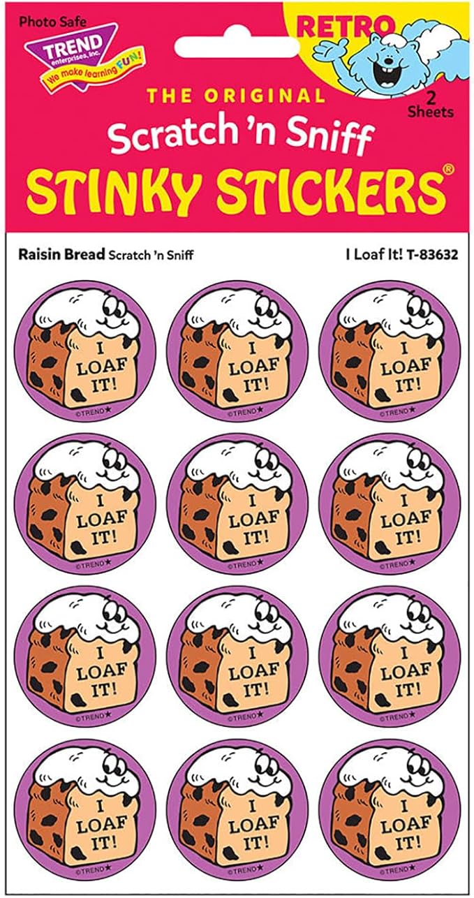 Retro Stinky Stickers - Raisin Bread/I Loaf It