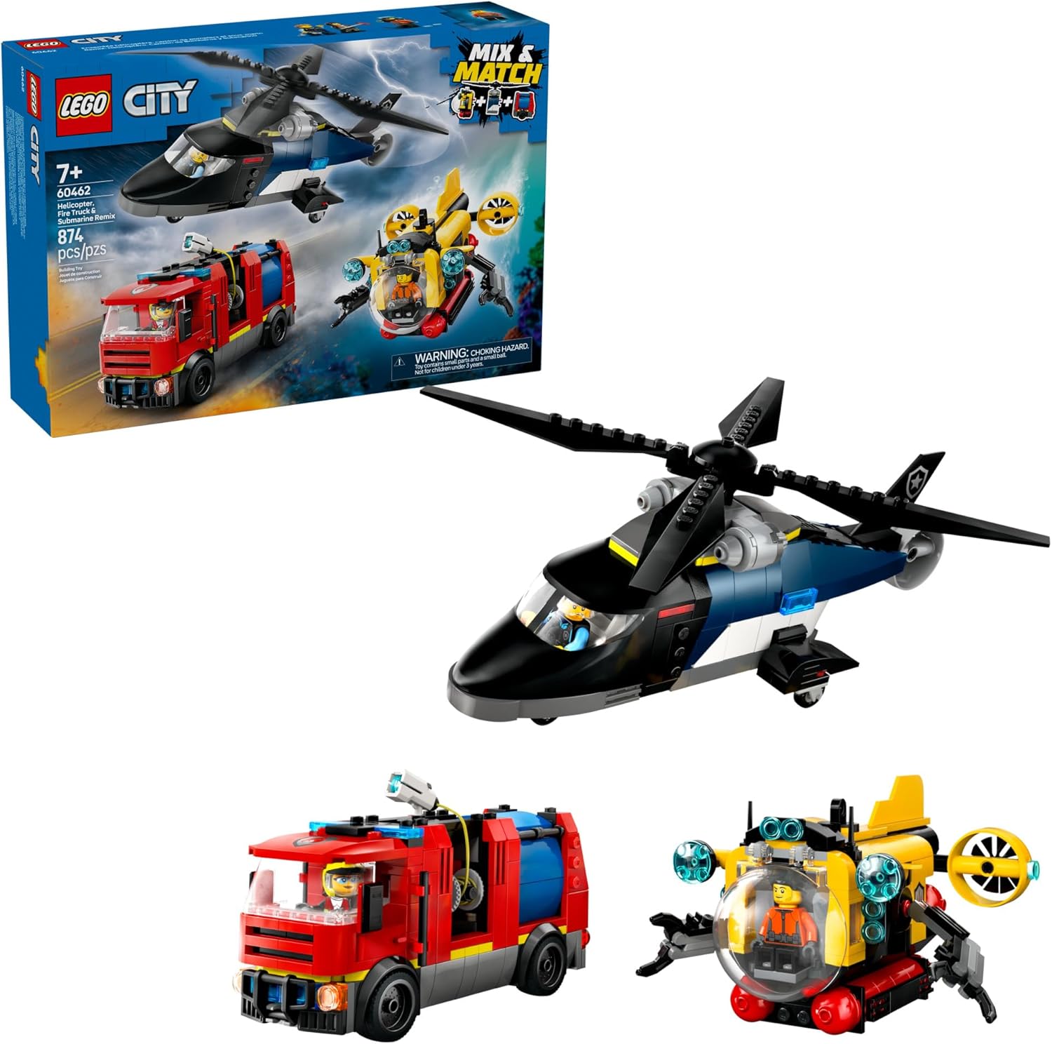 LEGO City Helicopter, Fire Truck & Submarine Remix