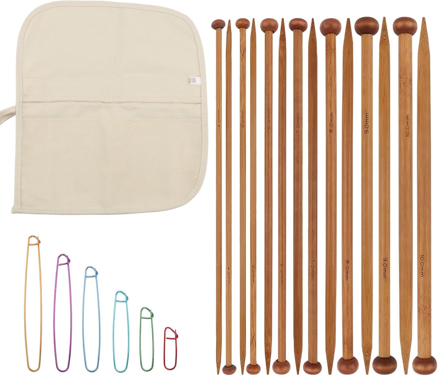 Set of Wooden Knitting Needles in Carry Case