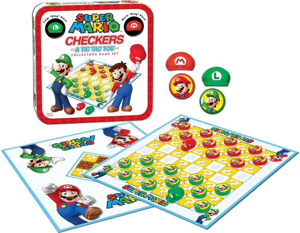 Super Mario Checkers & Tic-Tac-Toe Collector's Game Set