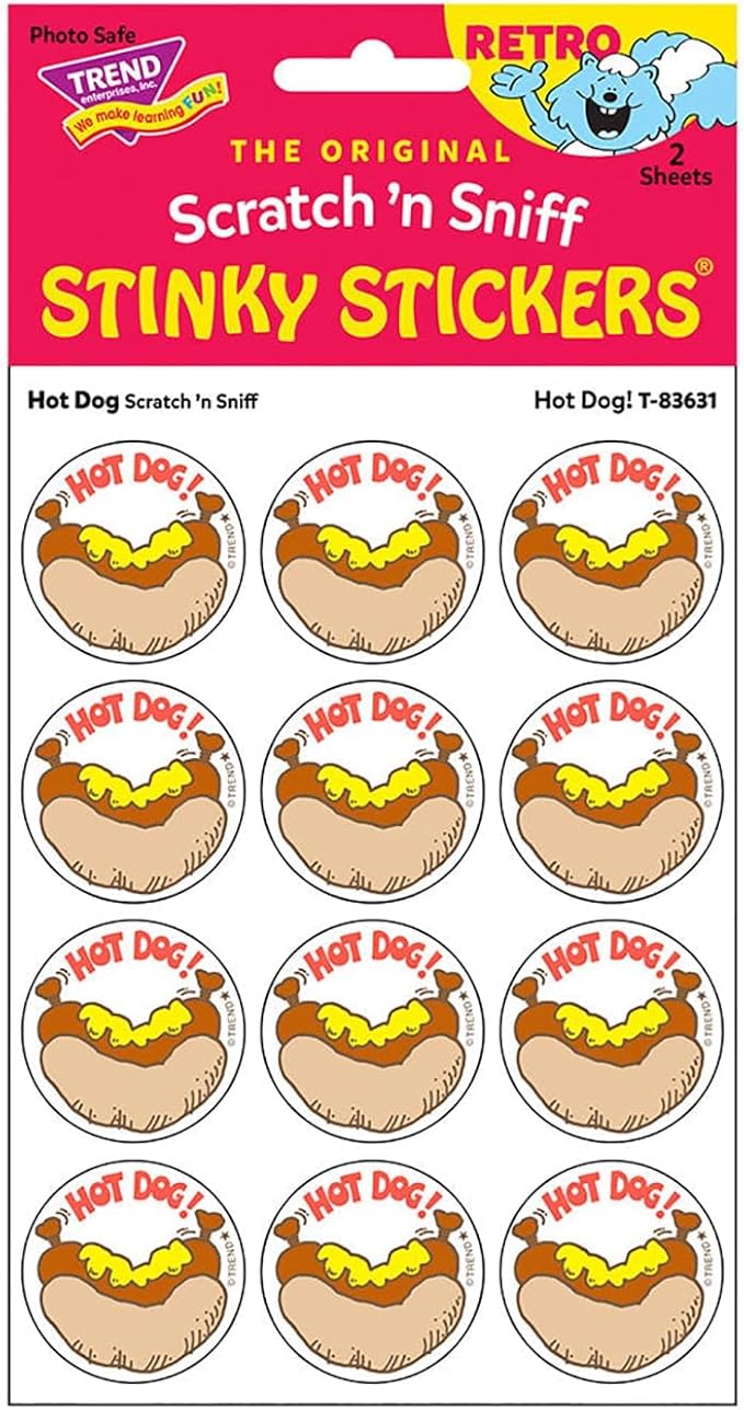 Retro Stinky Stickers - Hot Dog!