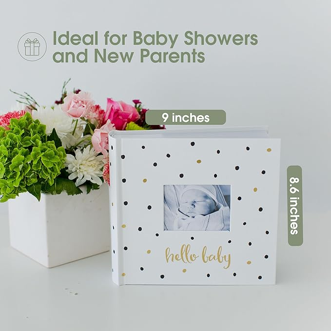 Baby Photo Album With Guided Journal Pages White Polka Dot