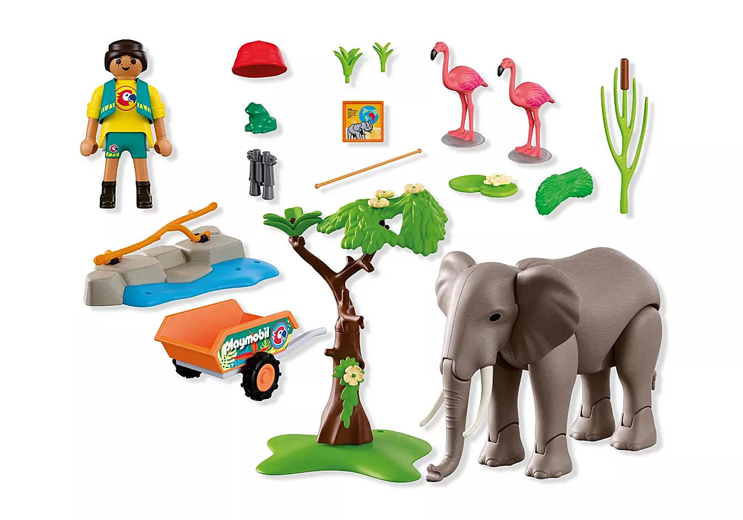 Playmobil Elephant with Zookeeper