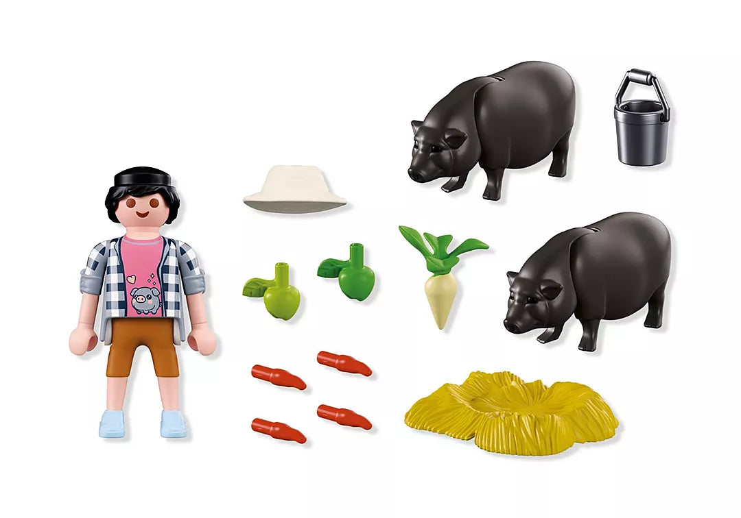 Playmobil Farmer With Potbellied Pig