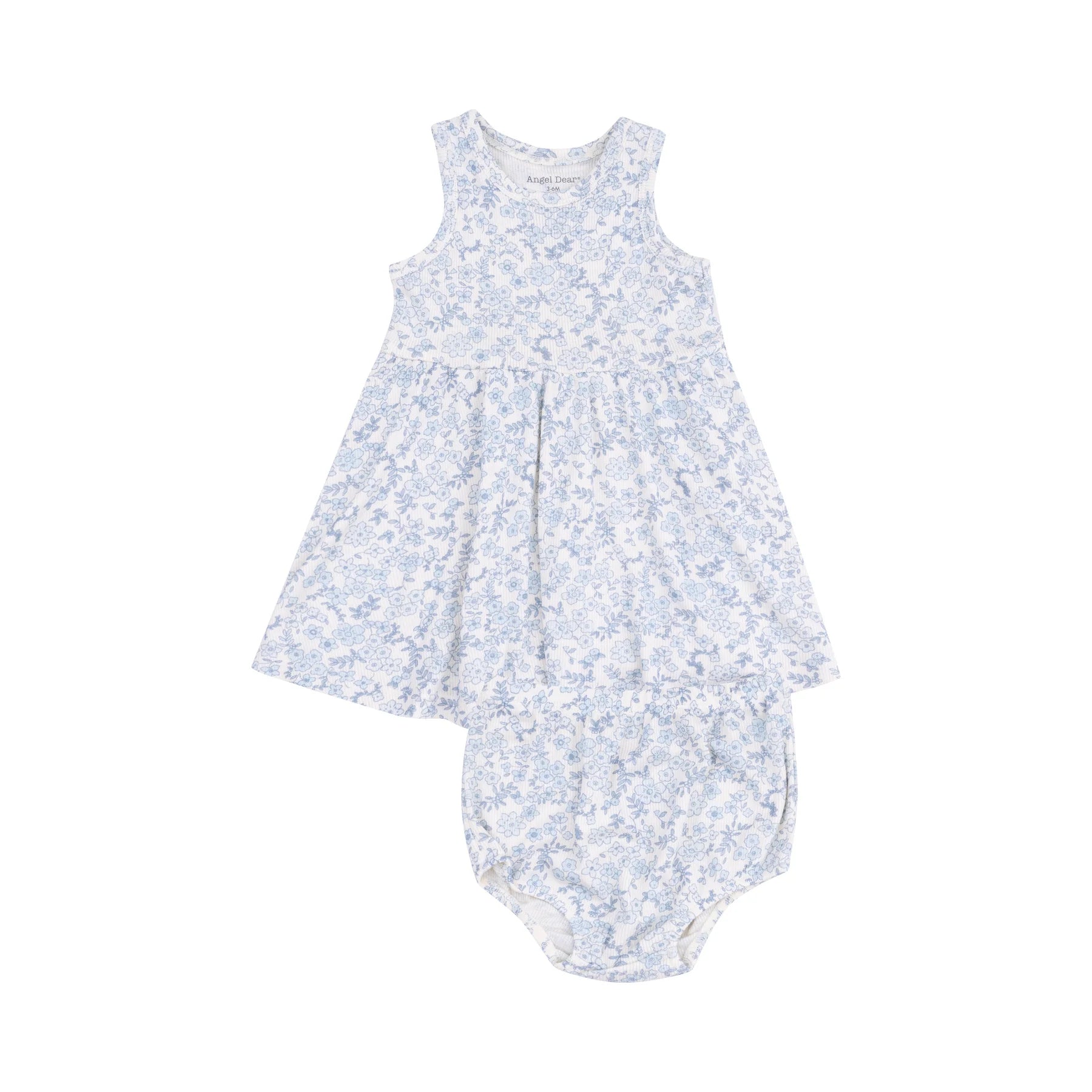 Angel Dear Blue Calico Floral Tank Dress & Bloomers