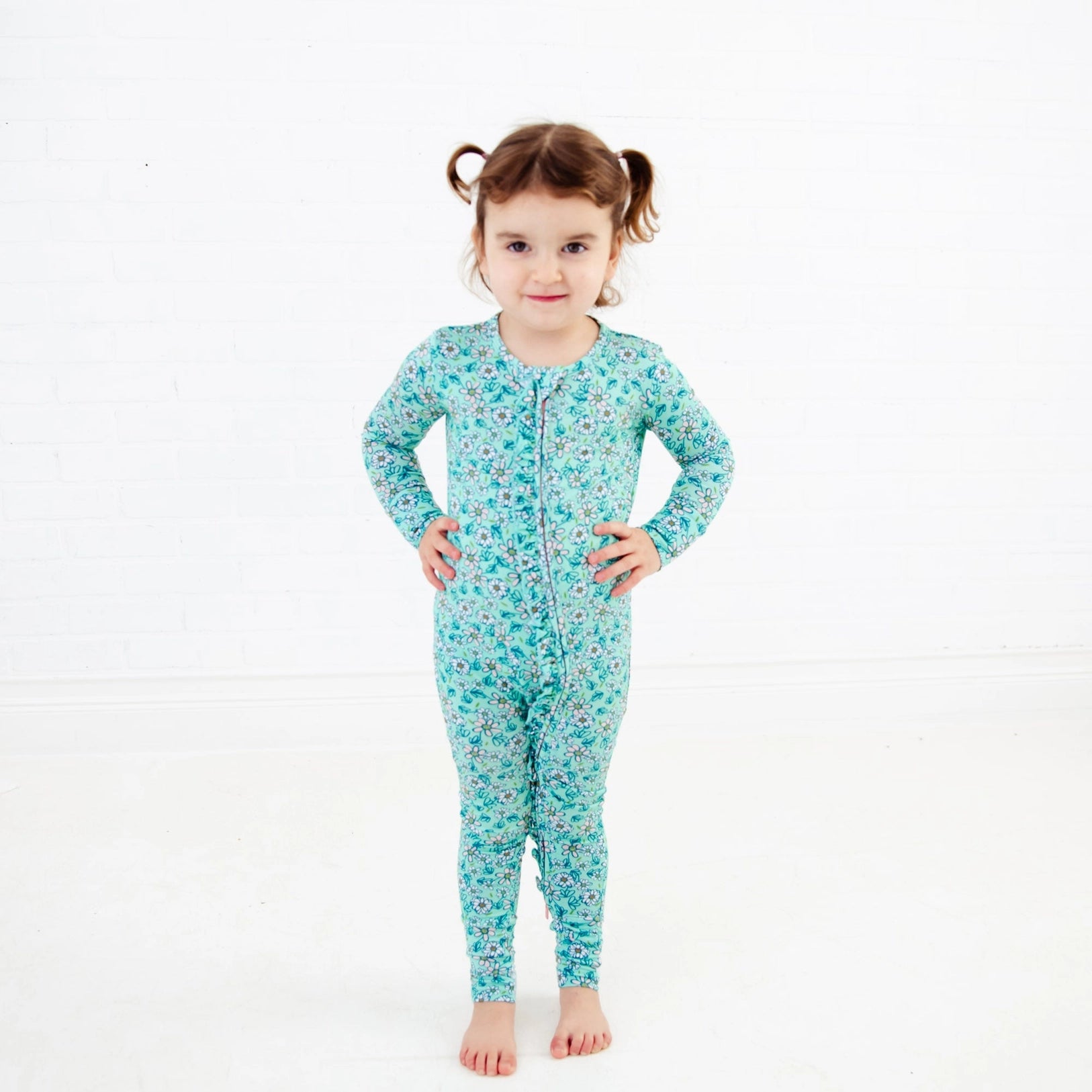 Driving Me Daisy Ruffled Convertible Zippered Footie