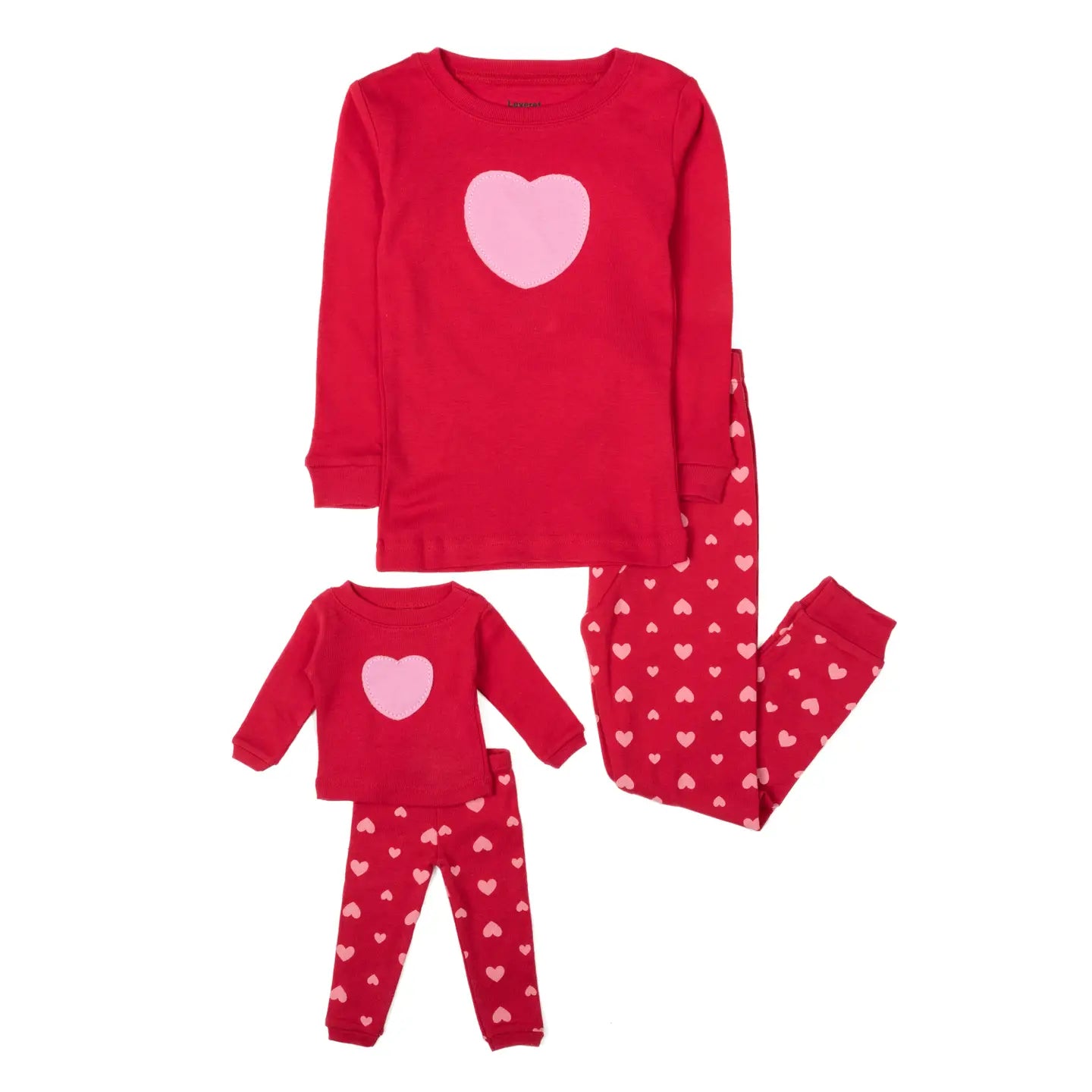 Leveret Girl & Doll Matching Hearts Pajamas