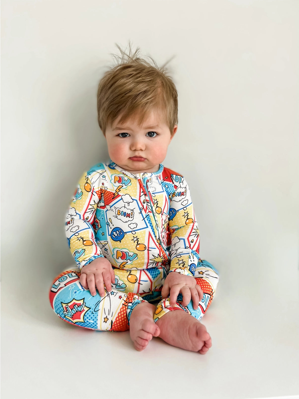 Comic Hero Bamboo Organic Baby Convertible Footie - Size 0-3 Months