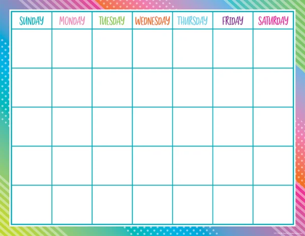 Colorful Vibes Calendar Chart