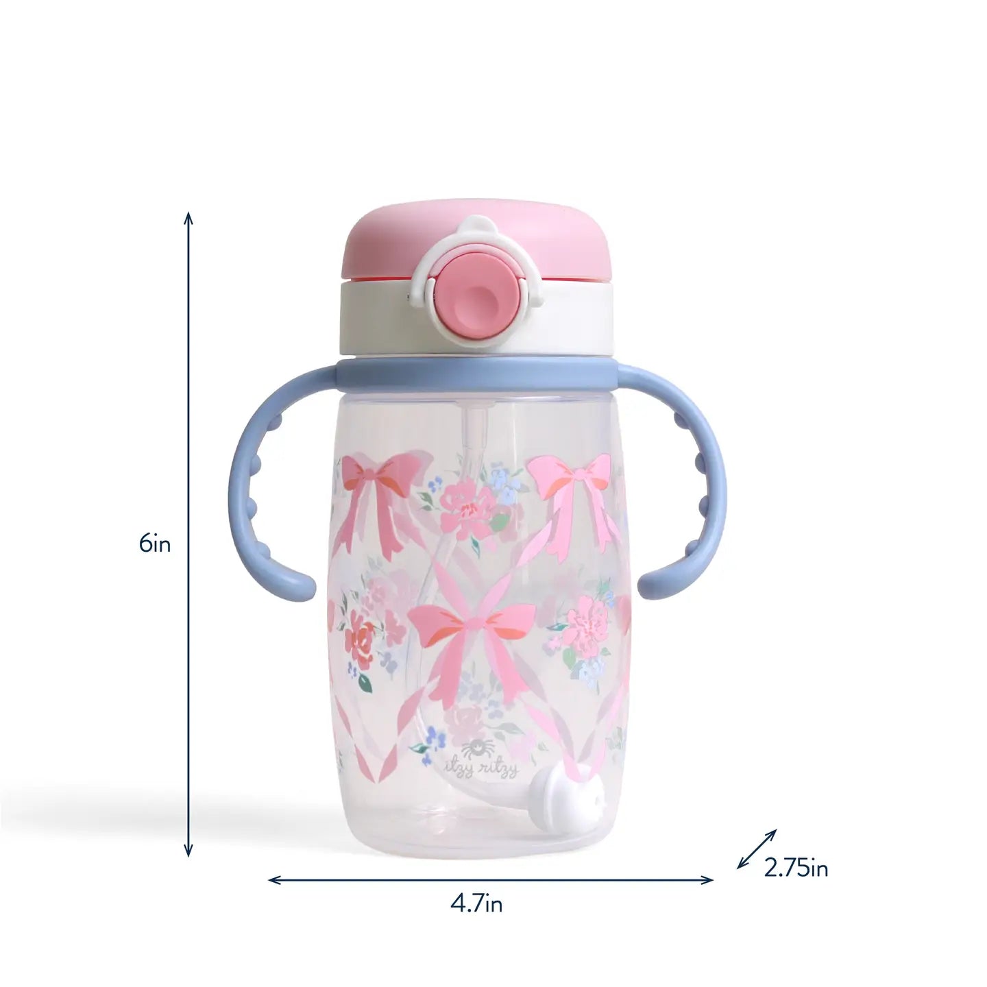 Itzy Sips Straw Cup with Snap-Close Lid - Ribbons & Roses