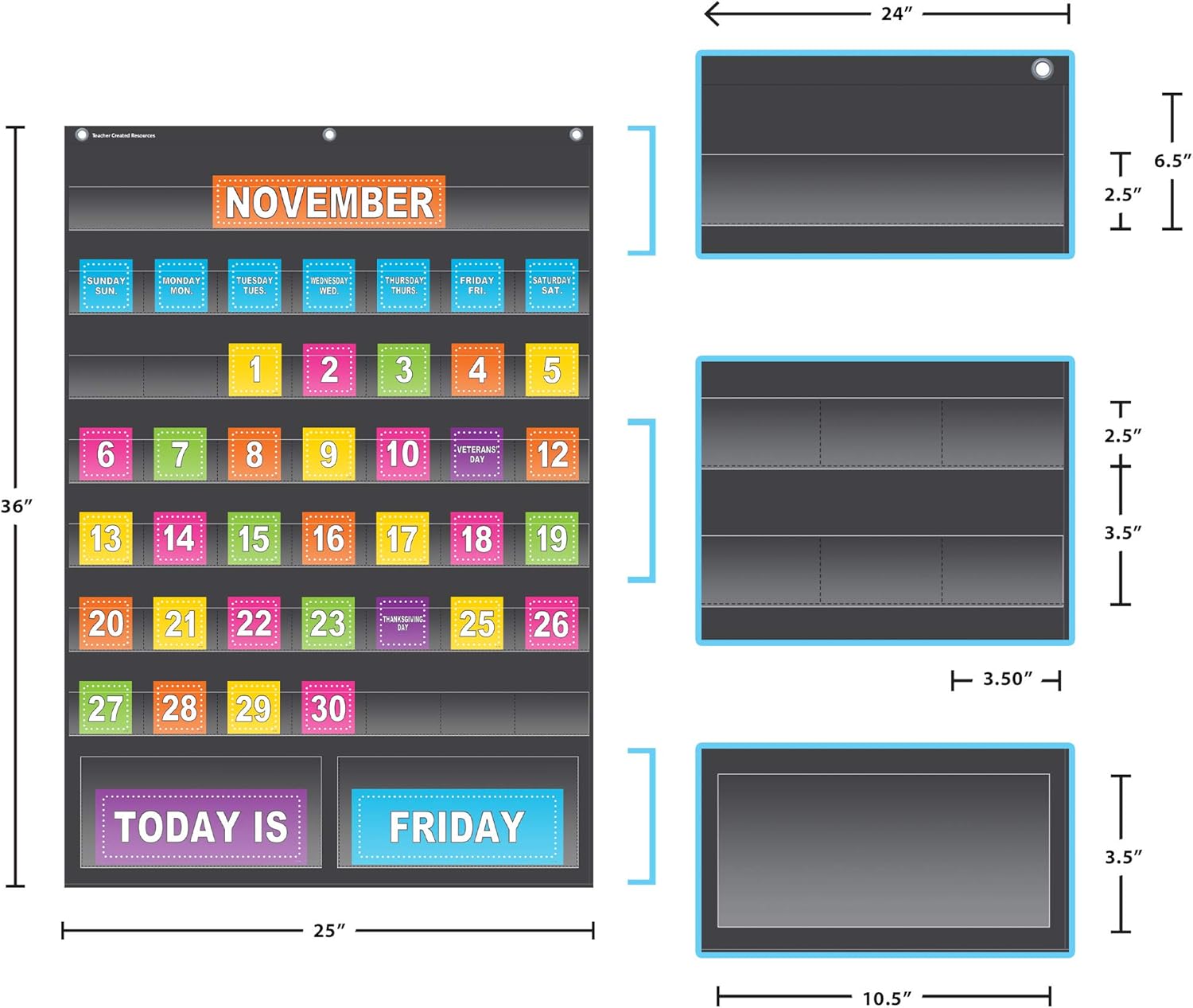 Black Calendar Pocket Chart