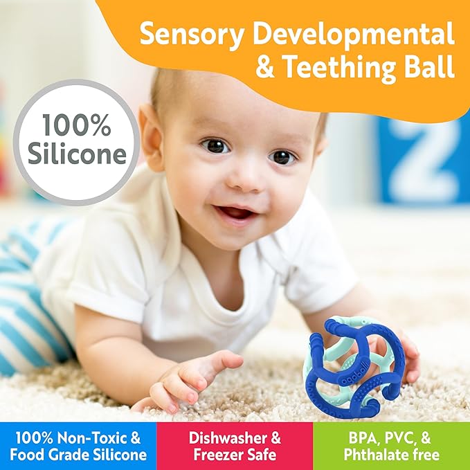 OgoBolli Gummi Teether Ring Tactile Sensory Ball