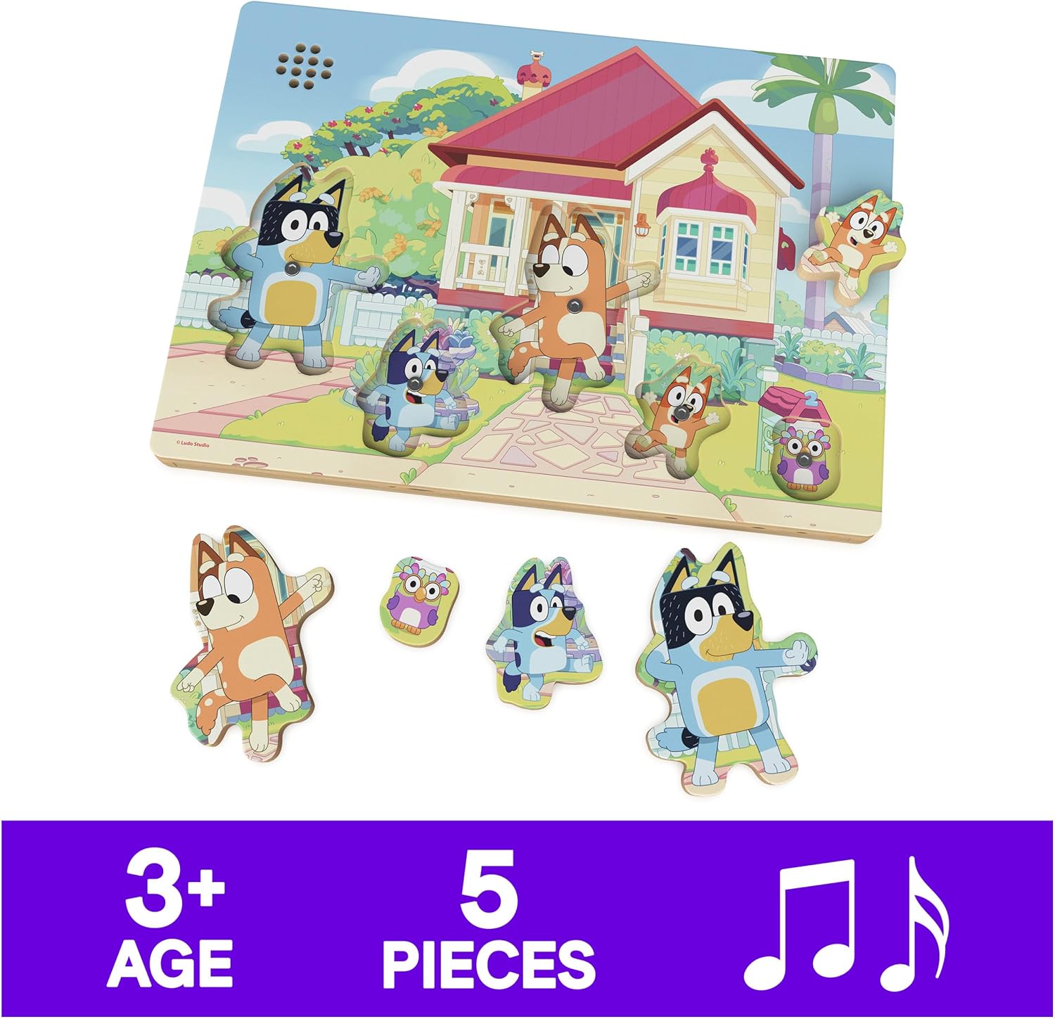 Bluey Sound Puzzle, 5-Piece Wood Puzzle