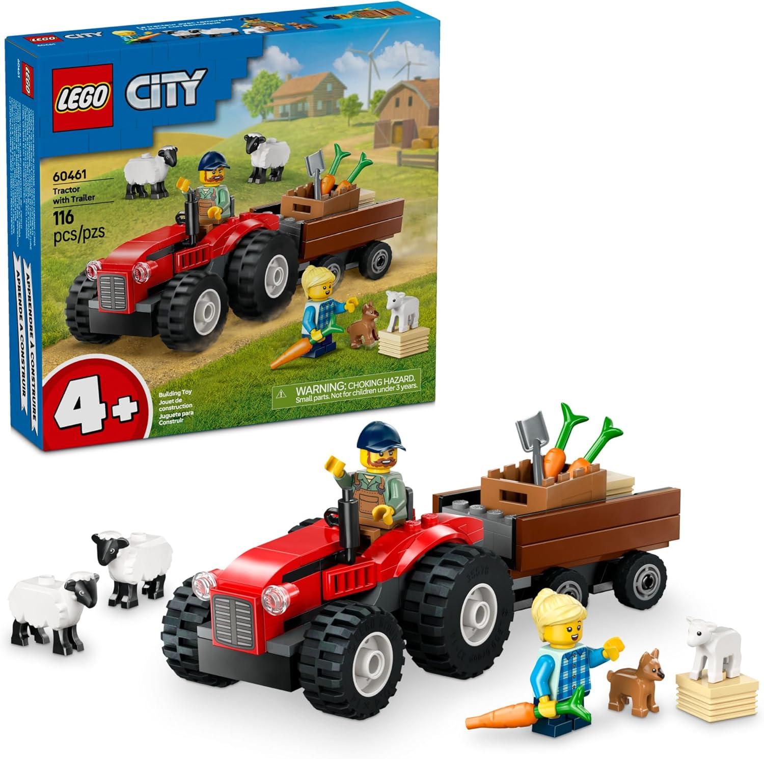 LEGO City Red Farm Tractor with Trailer & Sheep