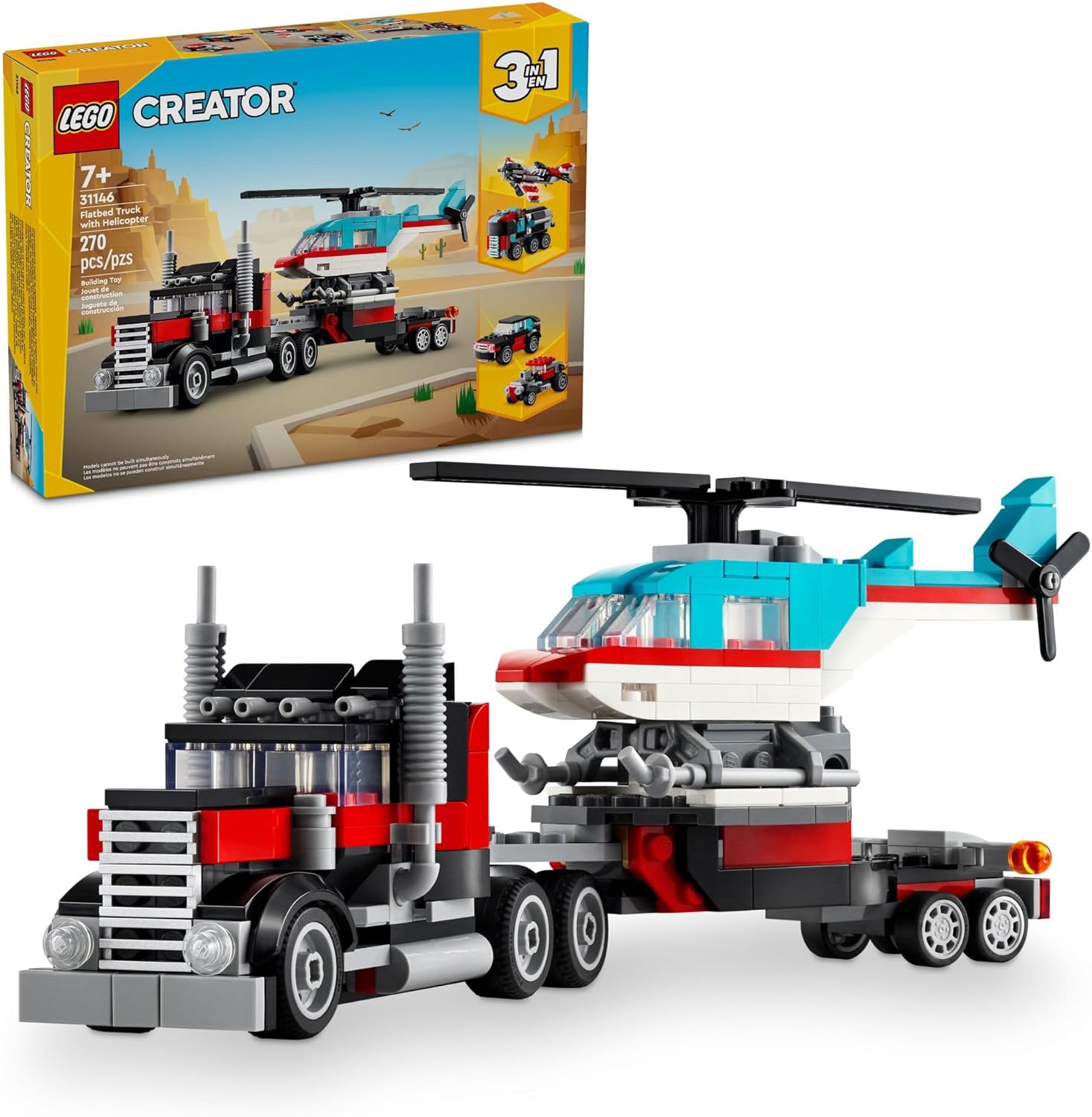 LEGO Creator 3 in 1 Flatbed Truck with Helicopter
