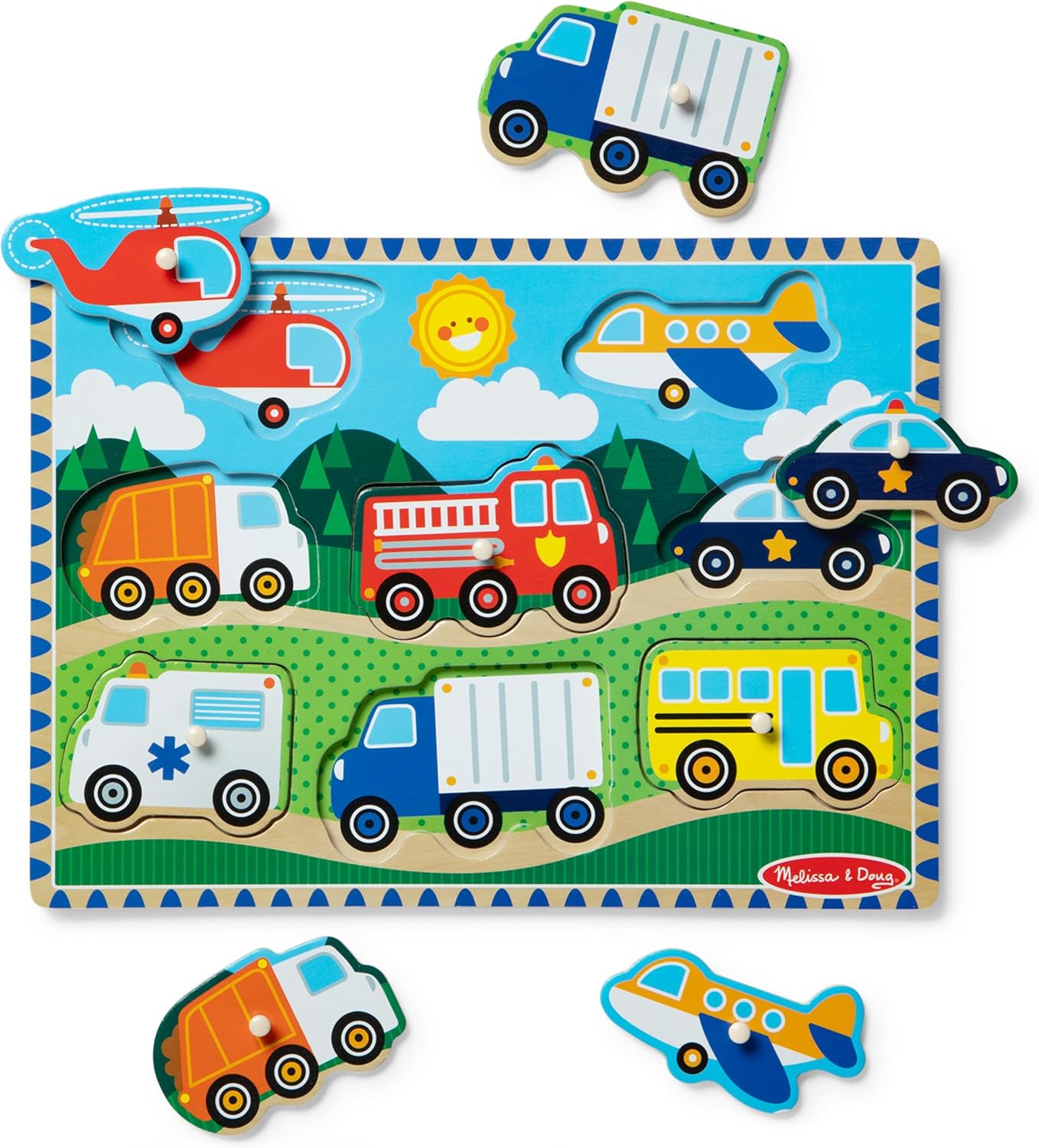 Melissa & Doug Vehicles Wooden Peg Puzzle