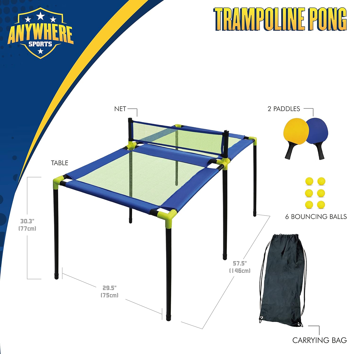 Anywhere Sports Portable Trampoline Ping Pong Table