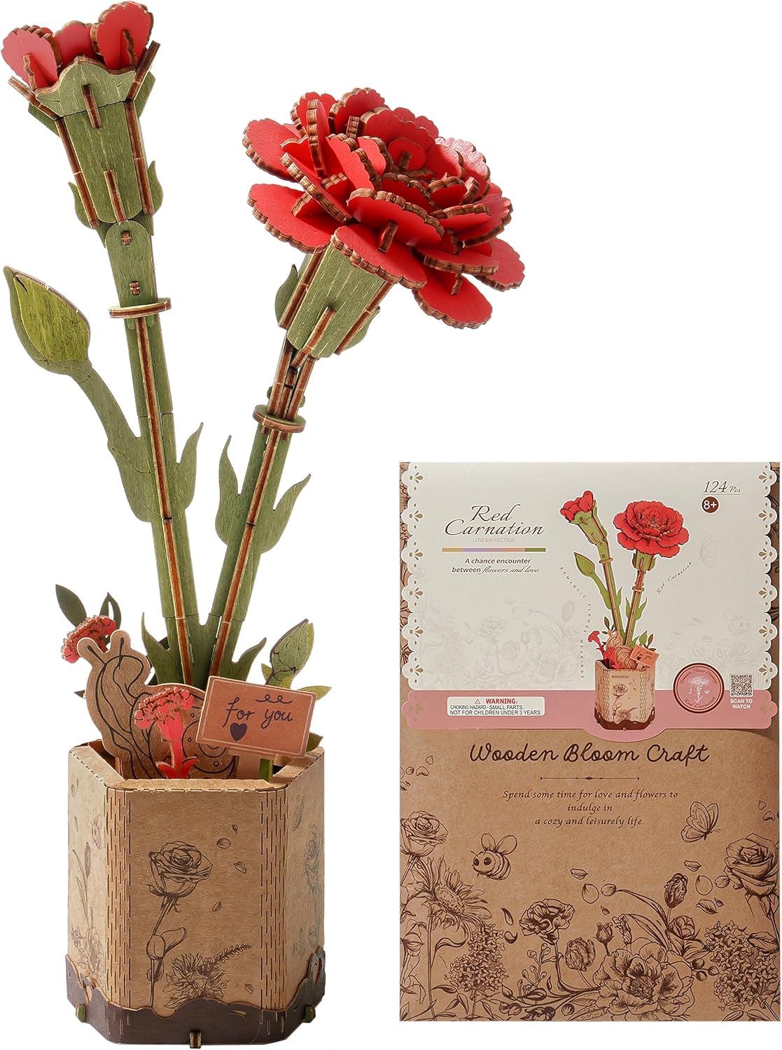 Wooden Craft Kit - Red Carnation