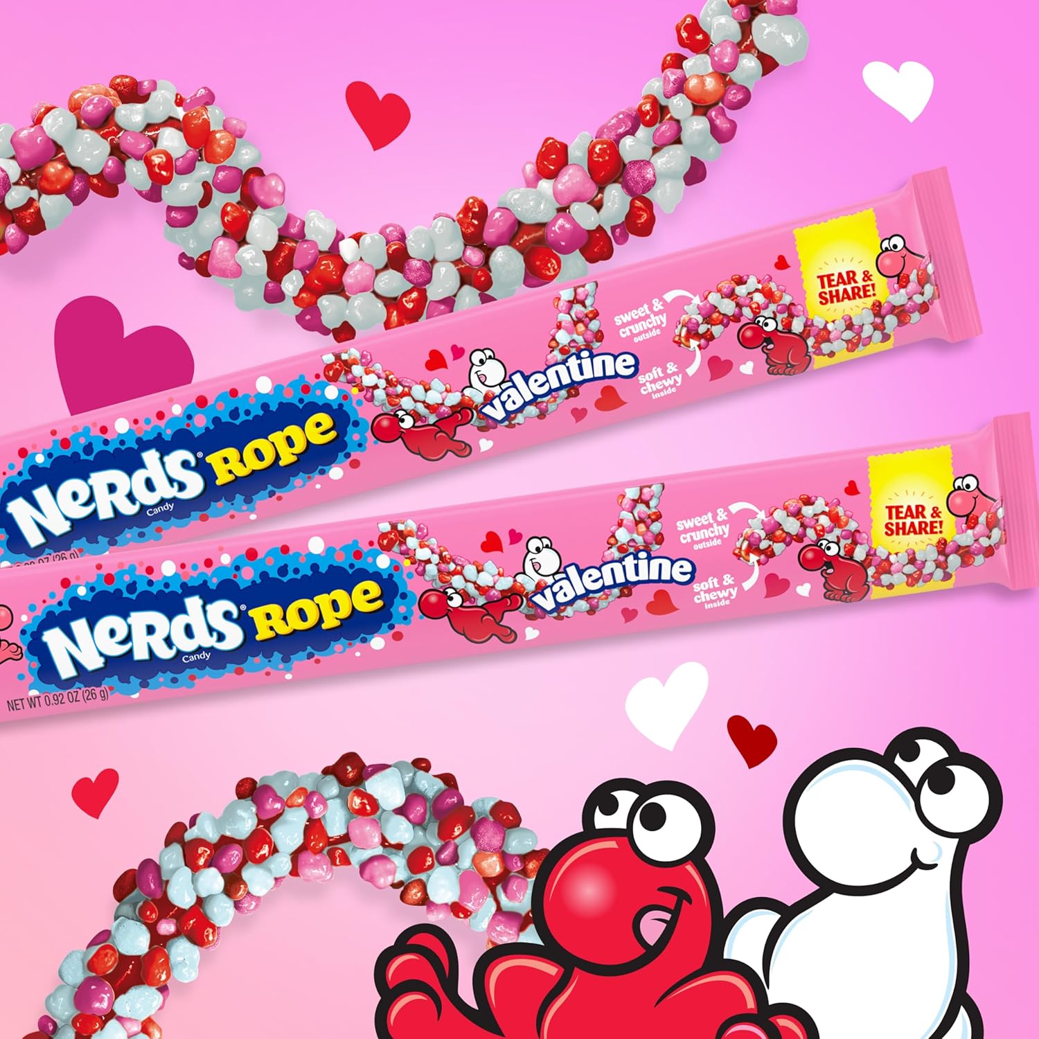 NERDS Rope Valentine Candy Individually Wrapped, 0.92oz