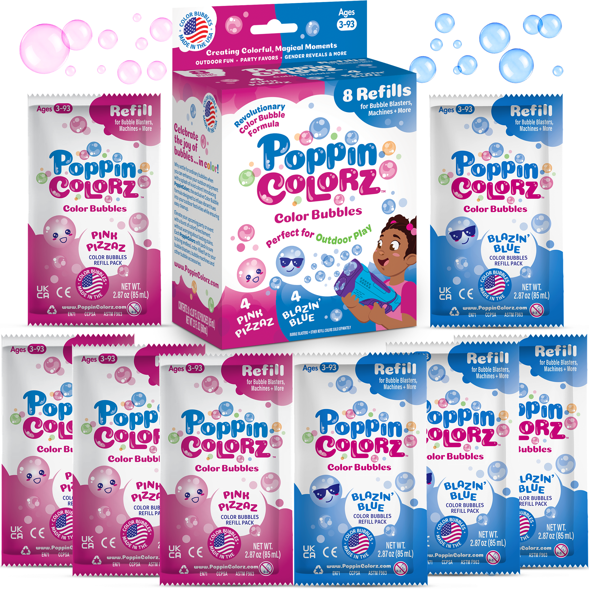 PoppinColorz Color Bubbles - 8-pack Refills