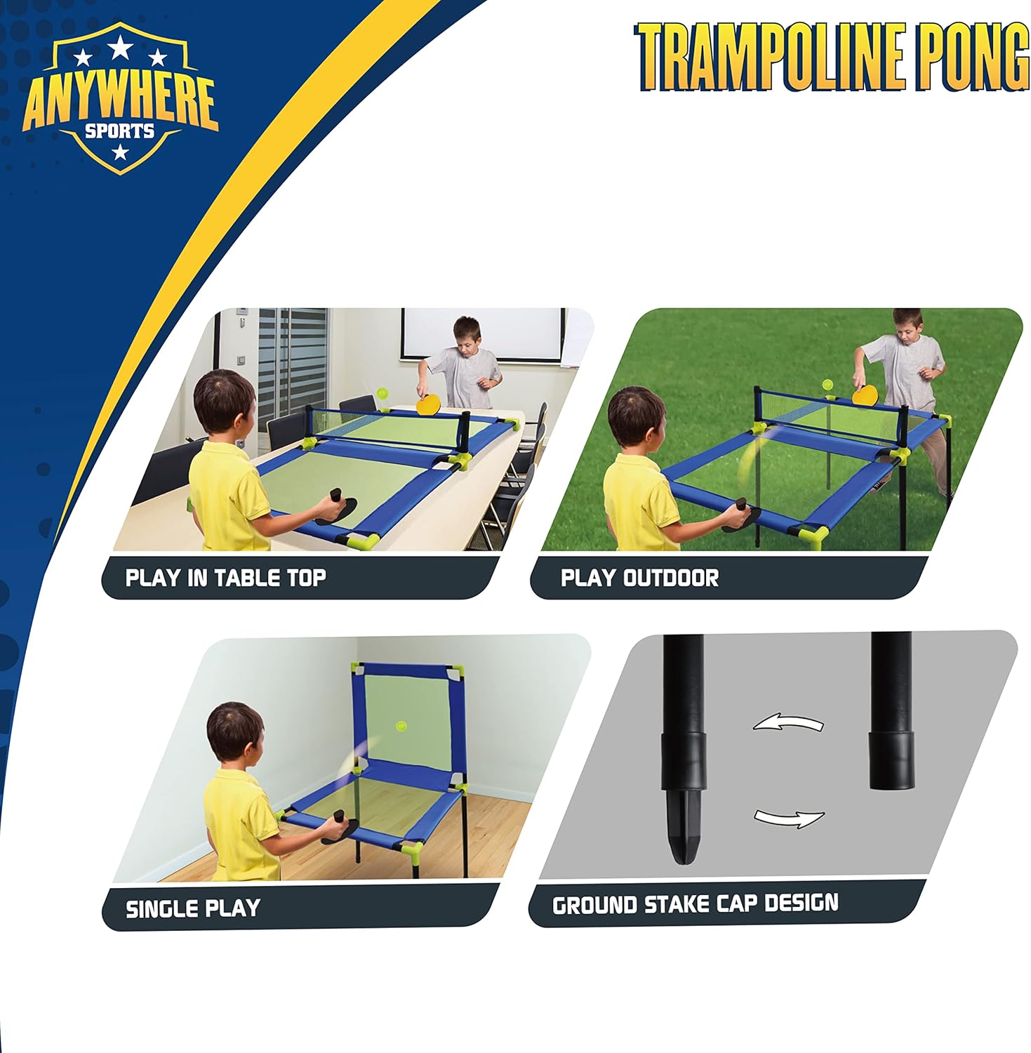 Anywhere Sports Portable Trampoline Ping Pong Table