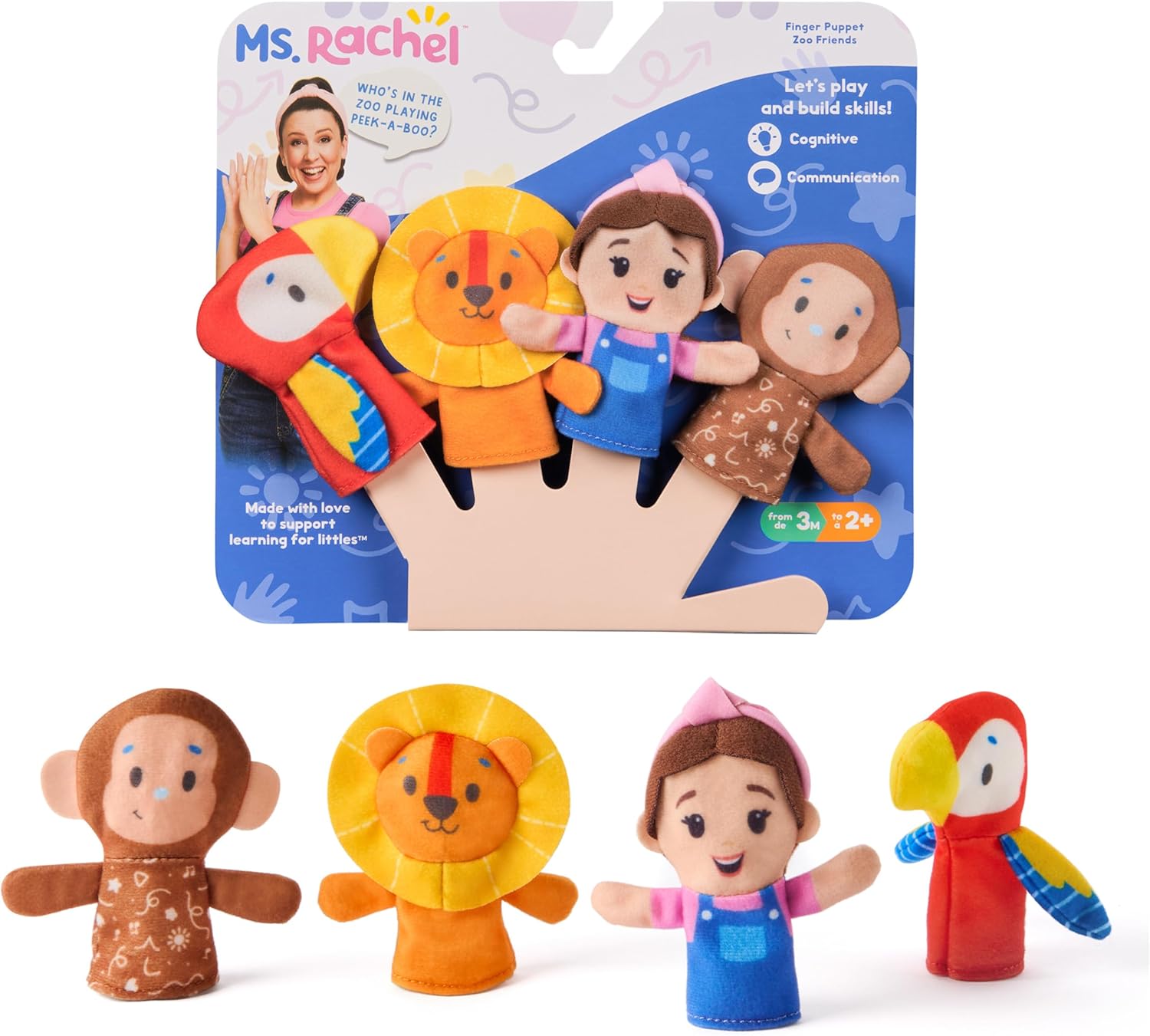 Ms. Rachel Finger Puppets Zoo Friends 4-Pack