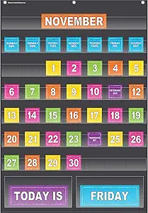 Black Calendar Pocket Chart