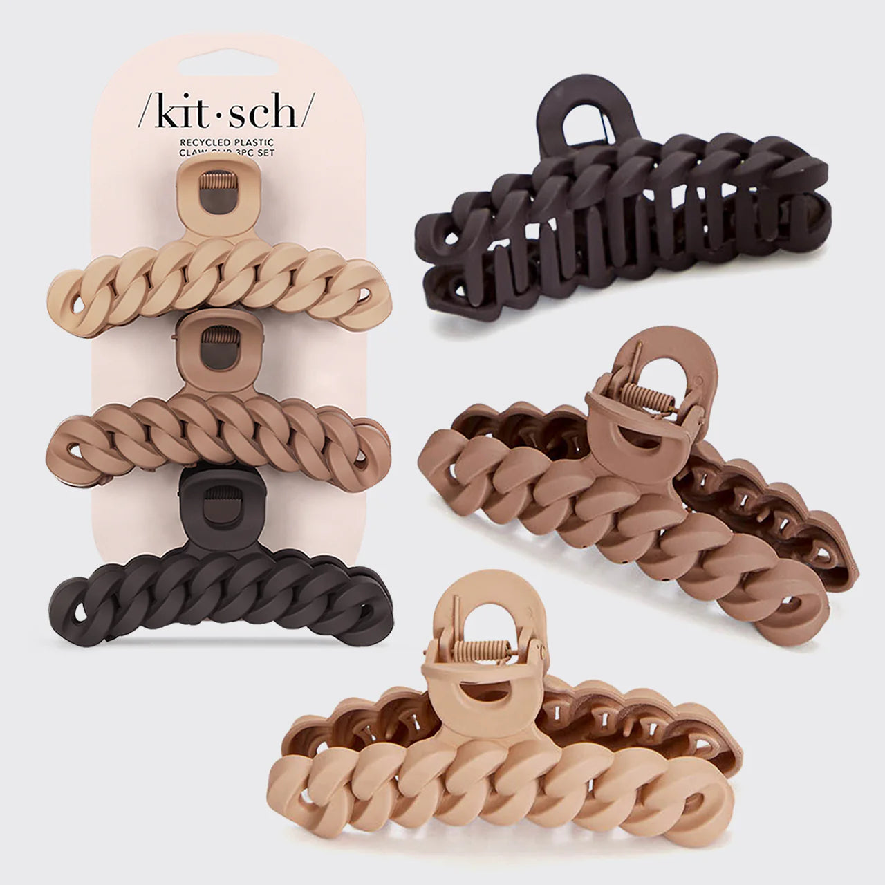Kitsch Eco-Friendly Chain Claw Clip 3pc Set