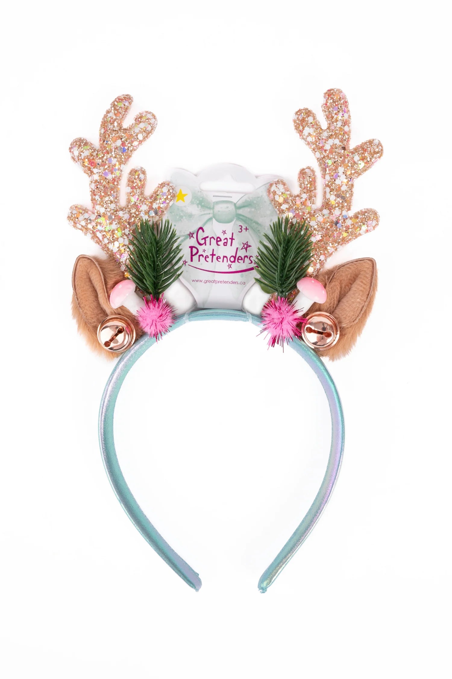 Holiday Rudolph Headband - Pink & Mint