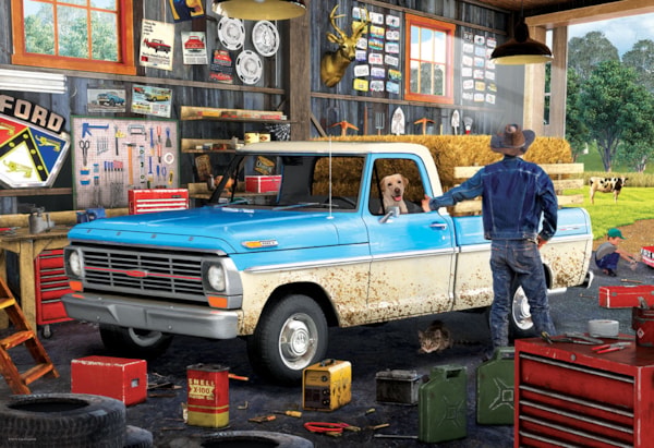 Eurographics Hard Days Work Pickup Truck 550 Piece Puzzle in Tin