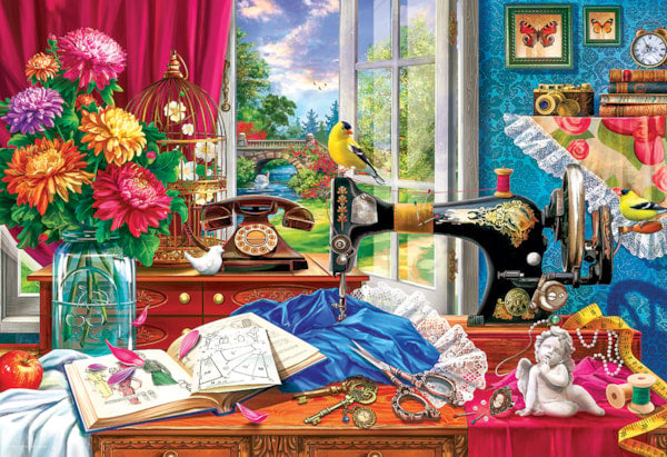 Eurographics Sewing Memories 550 Piece Puzzle in Tin